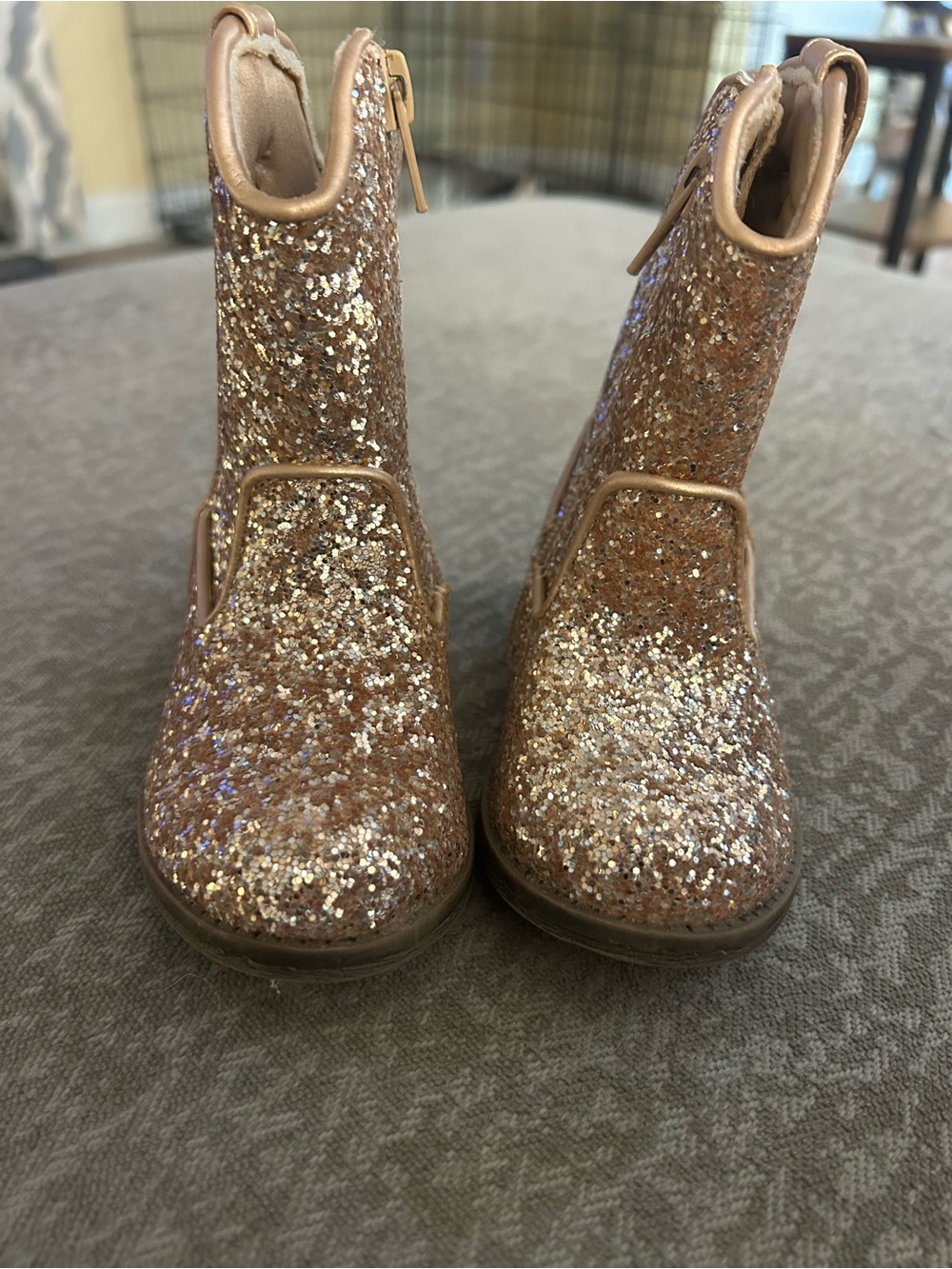 Toddler girl rose gold glitter cowgirl boots